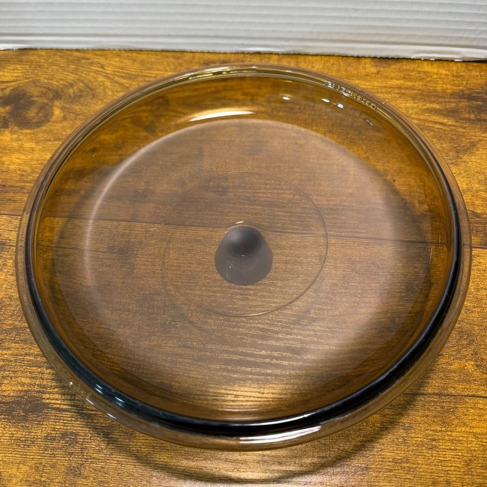 Vtg Pyrex Visions Amber Glass Lid 8.5